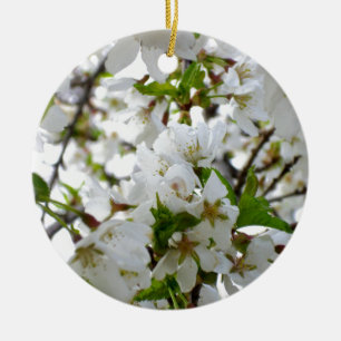 Adorno De Cerámica Elegante árbol blanco floreciente