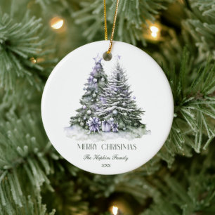Adorno De Cerámica Elegante Árbol de Navidad acuarela