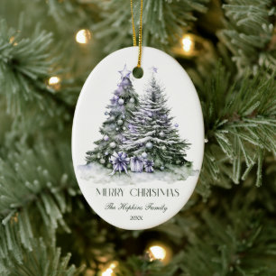Adorno De Cerámica Elegante Árbol de Navidad acuarela
