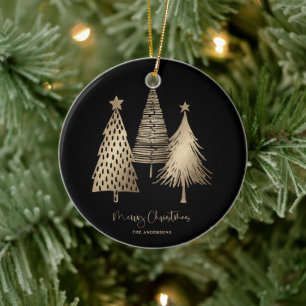 Adorno De Cerámica Elegante árbol de Navidad de oro no foto