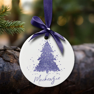 Adorno De Cerámica Elegante árbol de Navidad   Personalizado Púrpura 