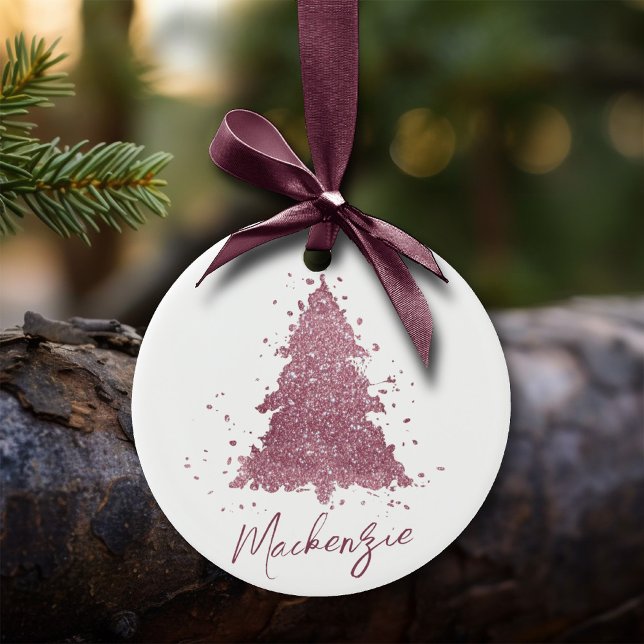 Adorno De Cerámica Elegante árbol de Navidad | Plátano rosado Dusty M (Subido por el creador)