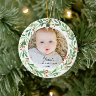 Adorno De Cerámica Elegante bebé Navidades 1ª foto