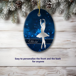 Adorno De Cerámica Elegante Blue Lights Silver Ballerina