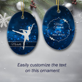 Adorno De Cerámica Elegante Blue Lights Silver Silhouette Dancer
