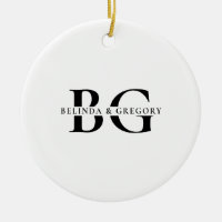 Elegante Boda de Iniciales de Monograma Blanco y N