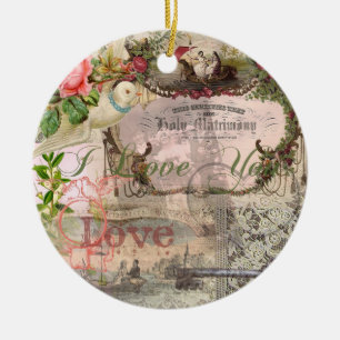 Adorno De Cerámica Elegante Boda Vintage Matrimonio Antiguo Vintage