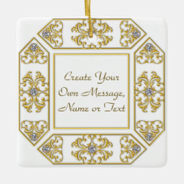 Adorno De Cerámica Elegante borde ornamental dorado con acento de dia