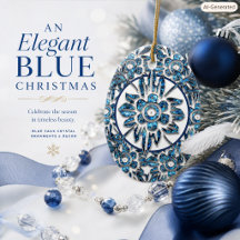 Elegante broche de cristal antiguo azul Navidad 