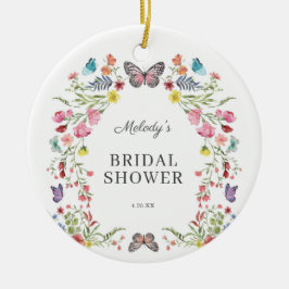 Adorno De Cerámica Elegante Butterfly Wildflower Floral Bridal Shower