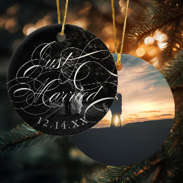 Adorno De Cerámica Elegante caligrafía foto Boda casada