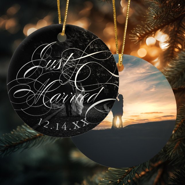 Adorno De Cerámica Elegante caligrafía foto Boda casada (Subido por el creador)