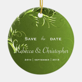 Adorno De Cerámica Elegante Chartreuse Green Save the Date