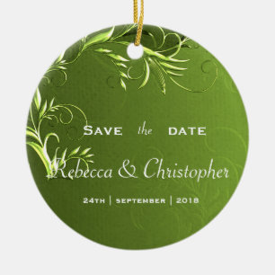 Adorno De Cerámica Elegante Chartreuse Green Save the Date
