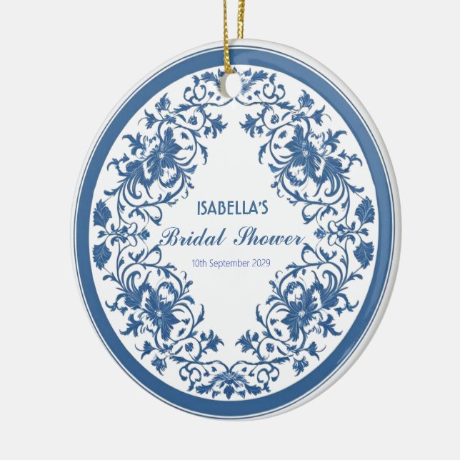 Adorno De Cerámica Elegante Chinoisería Azul Victoriana Floral Chino  (Izquierda)