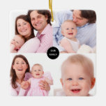 Adorno De Cerámica Elegante Collage de fotos de 5 familias<br><div class="desc">¡Esta es una gran idea para mostrar tus fotos favoritas! Intercambia fácilmente en cinco cuatro de tus fotos favoritas en la parte delantera, y luego otra en la parte posterior, junto con tus nombres si lo deseas o puedes eliminar este texto si lo prefieres. ¡Un regalo encantador para los abuelos...</div>