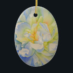Adorno De Cerámica Elegante color de agua floral de peonia amarilla b<br><div class="desc">Una hermosa acuarela original pintura acuarela de peonías blancas en el sol matutino.</div>