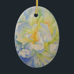 Adorno De Cerámica Elegante color de agua floral de peonia amarilla b<br><div class="desc">Una hermosa acuarela original pintura acuarela de peonías blancas en el sol matutino.</div>