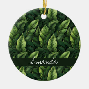 Adorno De Cerámica Elegante color de agua verde hoja de plátano con n