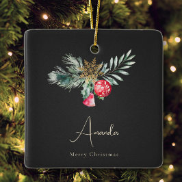 Adorno De Cerámica Elegante copo de nieve dorado Campana moderna de n