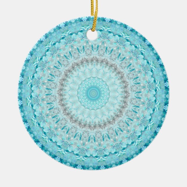 Adorno De Cerámica Elegante cristalino azul cielo Mandala (Frente)