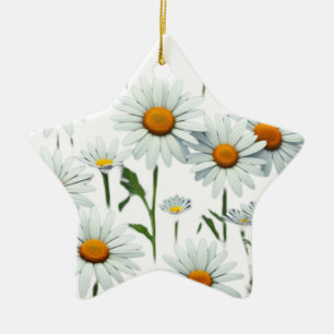 Adorno De Cerámica Elegante Daisy Boho Floral Navidad