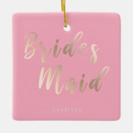 Adorno De Cerámica Elegante dama de honor rosa pastel y rosa dorado