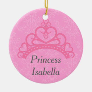 Adorno De Cerámica Elegante Damasco Rosa, Tiara de Princesa