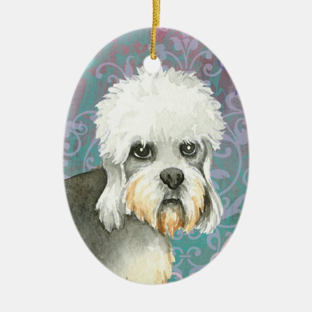 Adorno De Cerámica Elegante Dandie Dinmont Terrier (Frente)