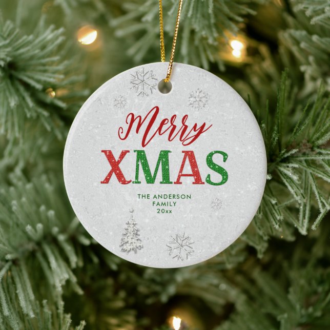 Adorno De Cerámica Elegante Diamante de imitación verde rojo merry Na (Árbol)