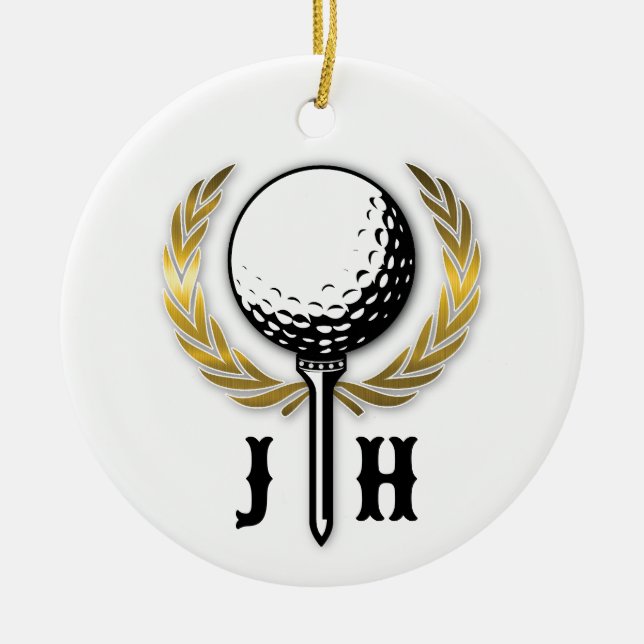 Adorno De Cerámica Elegante diseño de monograma de golf (Frente)