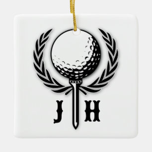 Adorno De Cerámica Elegante diseño de monograma de golf personalizado