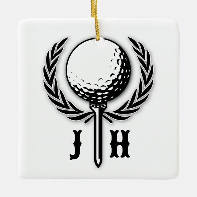 Adorno De Cerámica Elegante diseño de monograma de golf personalizado (Anverso)