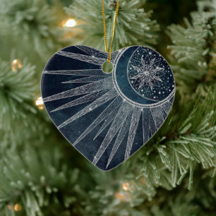 Adorno De Cerámica Elegante Doodle color dorado dorado Mandala Azul