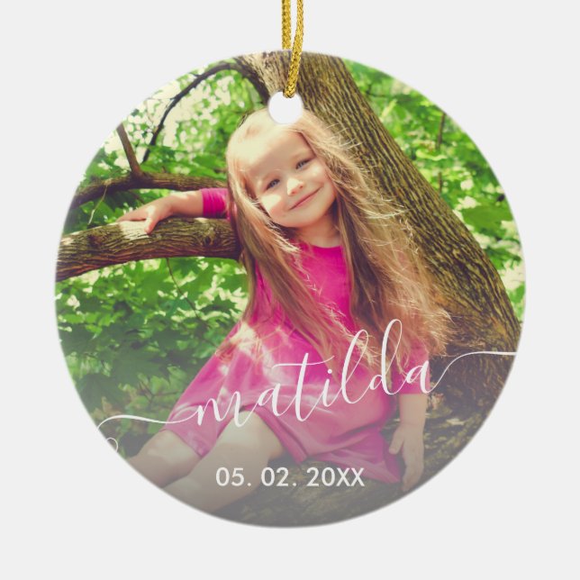 Adorno De Cerámica Elegante, elegante, lindo y simple foto de nombre (Frente)