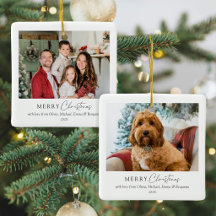 Elegante Familia 2 Fotos Blanco Feliz Navidad