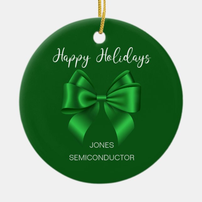 Adorno De Cerámica Elegante Felices Fiestas (Frente)