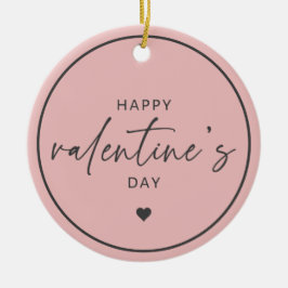 Adorno De Cerámica Elegante Feliz Día de San Valentín Rubor Pink