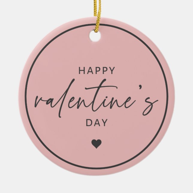 Adorno De Cerámica Elegante Feliz Día de San Valentín Rubor Pink (Frente)