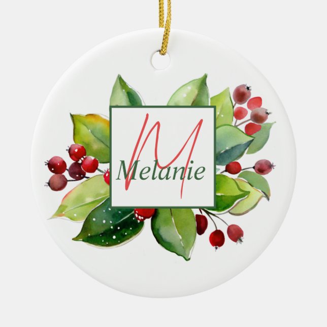 Adorno De Cerámica Elegante Ferias Botánicas Rojas Personalizadas (Frente)