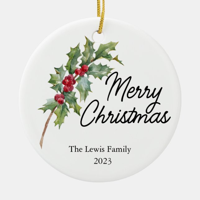 Adorno De Cerámica Elegante fiesta de feriado de invierno de Berries (Frente)