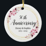 Adorno De Cerámica Elegante floral 50 aniversario Boda Keepsake<br><div class="desc">Elegante aniversario floral 50 aniversario Boda Keepsake Ornamento cerámico Celebra tu elegante aniversario nupcial con un exquisito placer que resume perfectamente tu viaje romántico. Nuestro Aniversario de nuestro Boda Keepsake es una pieza moderna y atemporal diseñada para parejas que aprecian su historia de amor. Este elegante adorno de aniversario es...</div>