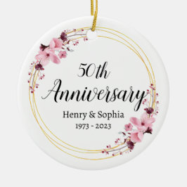 Adorno De Cerámica Elegante floral 50 aniversario Boda Keepsake