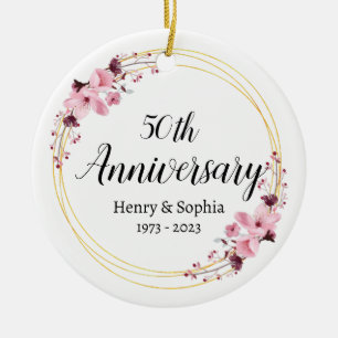Adorno De Cerámica Elegante floral 50 aniversario Boda Keepsake