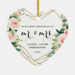 Adorno De Cerámica Elegante floral geométrica Rubor primera Navidad