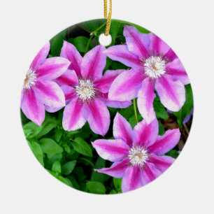 Adorno De Cerámica Elegante floral rosa verde botánico 