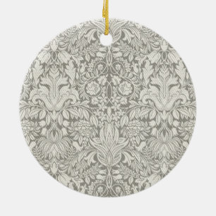 Adorno De Cerámica elegante formal brocado de encaje damasco blanco