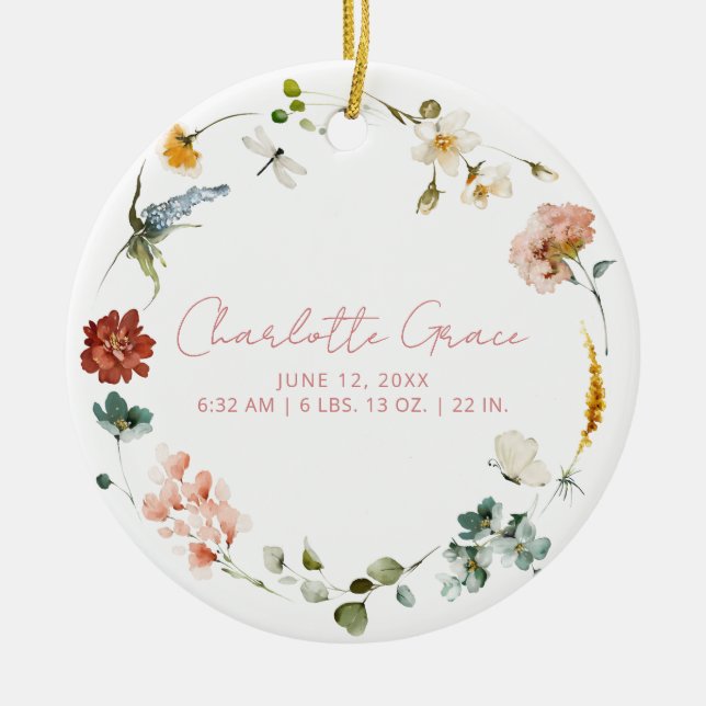 Adorno De Cerámica Elegante foto bebé flores de jardín rosado Estadís (Frente)