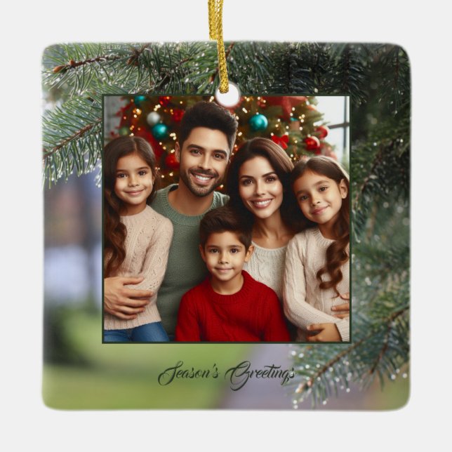 Adorno De Cerámica Elegante foto de árbol verde evergreen ramifica ve (Anverso)