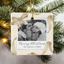 Adorno De Cerámica Elegante foto de arco de oro crema navideño